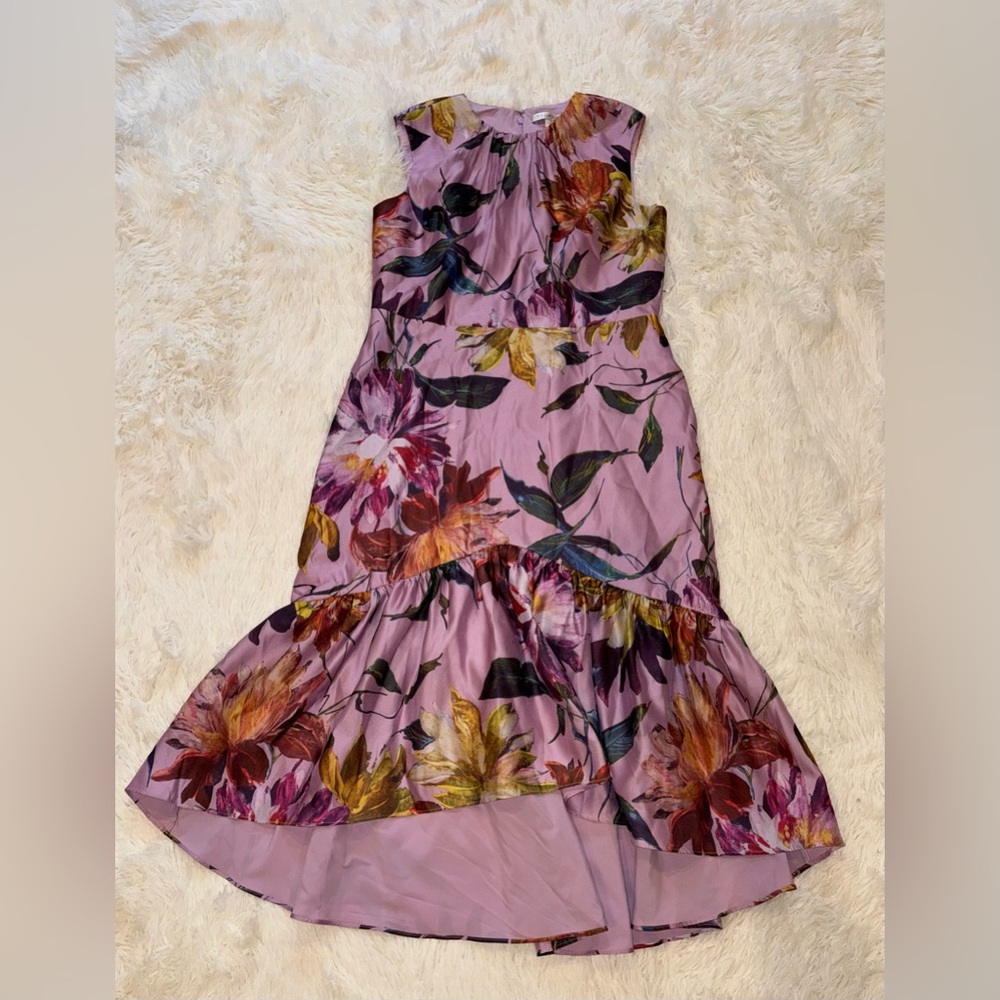Kay Unger Floral Purple Midi Dress - Picture 3 of 6